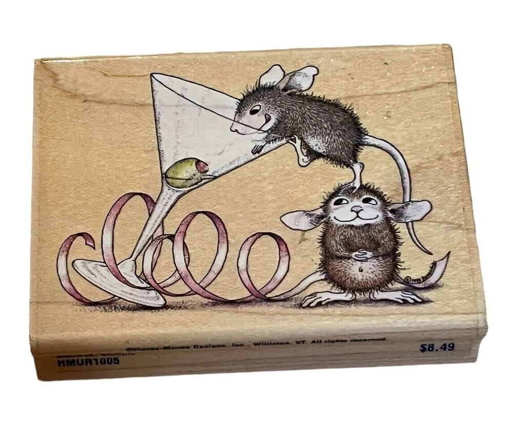 House Mouse Stampabilities Olive A Party Wood Mounted Rubber Stamp New